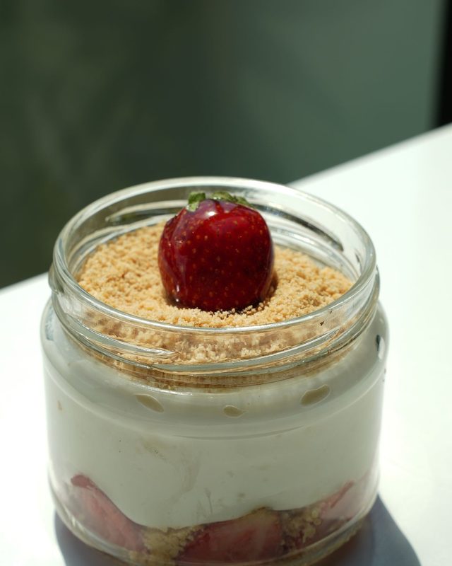 Jordbær-cheesecake i glas